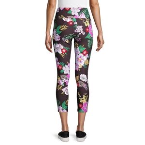 Calvin Klein Performance Black Floral Print Mid Rise Leggings Size Small